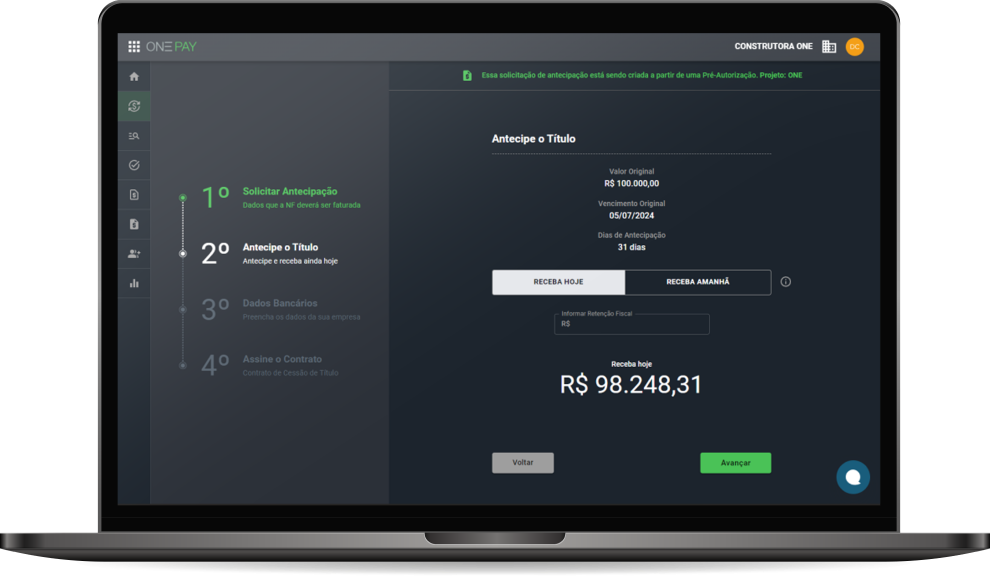 Valor Líquido - Sistema ONE pay